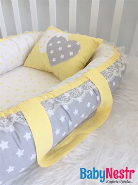 Babynest Minik Sarı Yıldızlı Ortopedik Baby Nest
