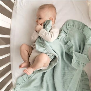 Jaju Baby 110*110 cm Müslin Pamuk Bebek Kundak Battaniye Yeni Doğan Bebek Yatak Organik Bebek Battaniyesi Yenidoğan Battaniye Yeşil 