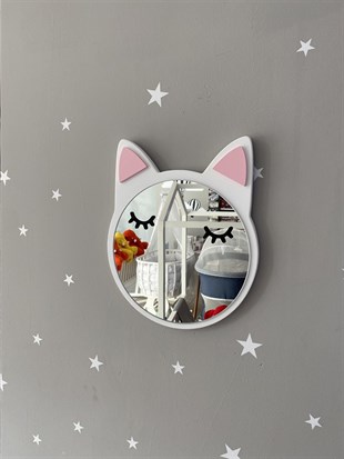 Jaju Baby Beyaz Kedi Pembe Kulak Ayna / Aksesuar