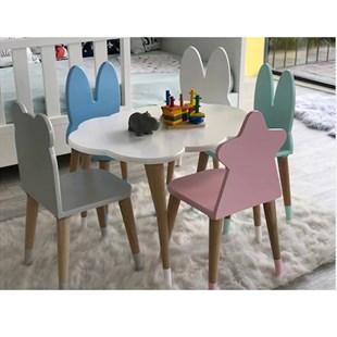 Jaju Baby Bulut/Kare Çalışma Masası ve Figür Sandalye