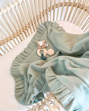 Jaju Baby Haki Rengi 110*110 cm Müslin Pamuk Bebek Kundak Battaniye Yeni Doğan Bebek Yatak Organik Bebek Battaniyesi Yenidoğan Battaniye