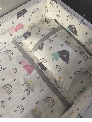 Jaju Baby Rainbow Tasarım Bebek Nevresim Takımı ve Kenar Koruma
